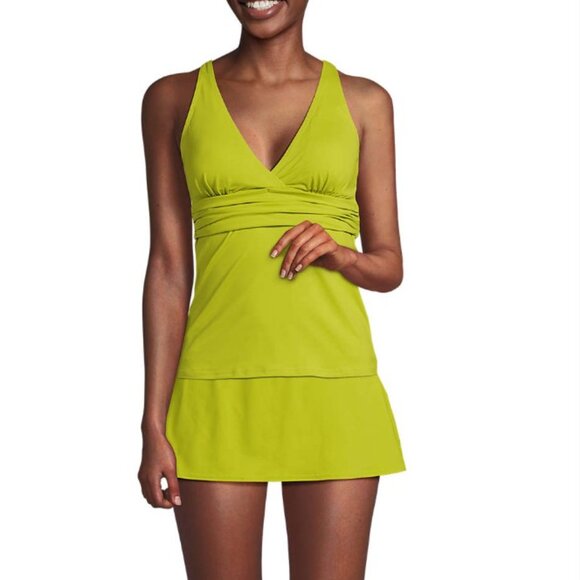 Lands' End V-Neck Plunge X Back Tankini Top - Size: Small Long - NWT - Picture 8 of 11